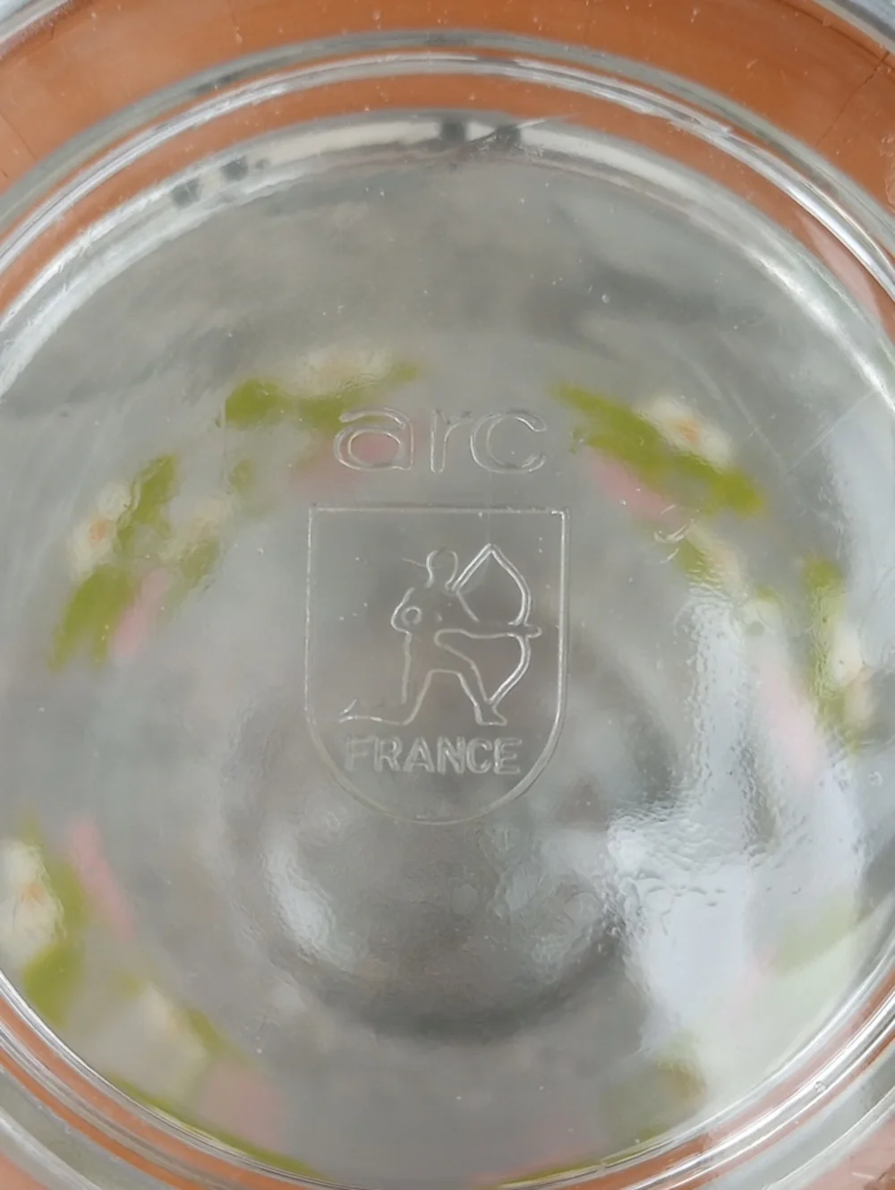 Vintage Clear Glass Round 1.5 Liter Strawberry/Floral Canister. Red Green Yellow